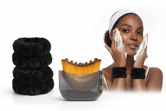 A Lymphatic Face Brush with cleansing wristbands